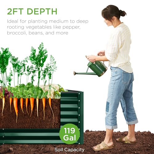 Best Choice Products 8x4x2ft Outdoor Metal Raised Garden Bed, Deep Root Planter Box for Vegetables, Flowers, Herbs, and Succulents w/ 478 Gallon Capacity - Gray