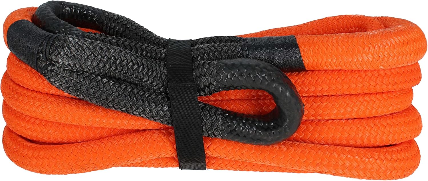 ABN Kinetic Recovery Rope - 30ft Orange Emergency 30,000lb Cap Kinetic Tow Rope Stretch Tow Ropes for Vehicles