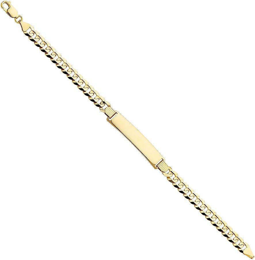 14k Yellow Gold Polished Mens Cuban ID Bracelet - 8.5"