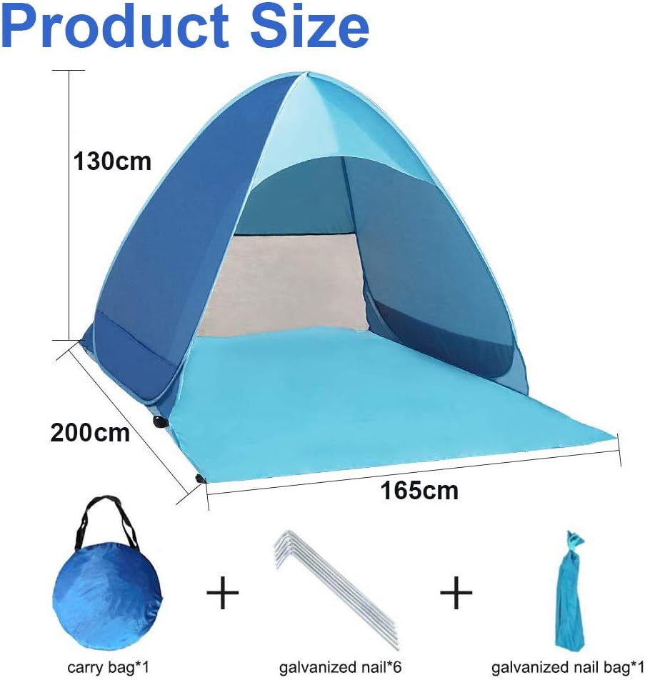 Sky Tower Pop Up Beach Tents Sun Shelter Portable Outdoors Family Baby Shade Tent Easy Setup UPF 50+ Waterproof Windproof UV Protection Canopy Cabana with Carry Bag (1-5 Person)