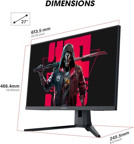 KOORUI 24.5” FHD 1920x1080p VA Gaming Monitor, 170Hz, 1ms, Adaptive Sync, 2xHDMI(144Hz) & DisplayPort(170Hz), sRGB 99%, 75 * 75mm VESA, Tilt Adjustable, Eye Care, Black