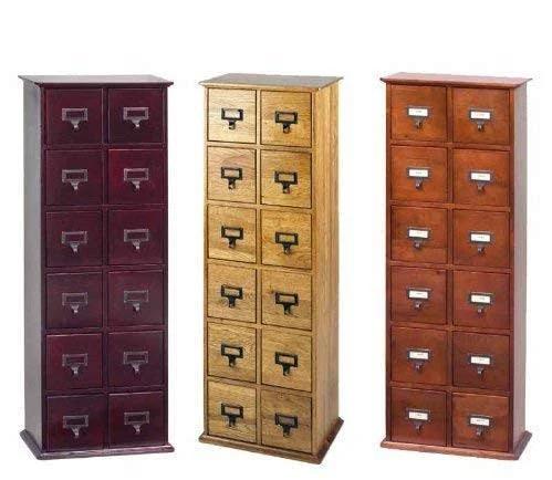 Leslie Dame 40x22 12-Drawer 228 CD Media Storage Cabinet-Oak