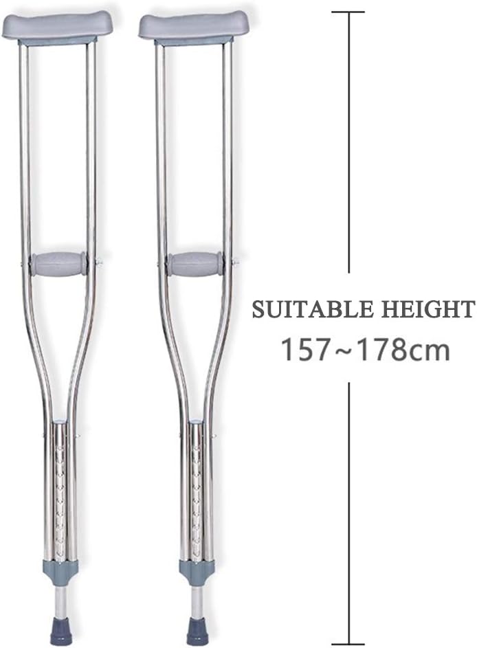 Tall Adult Walking Crutches,Lightweight Stainless Steel Medical Underarm Crutches with Height Adjustable,Retractable Anti-Slip Walker Fashionable