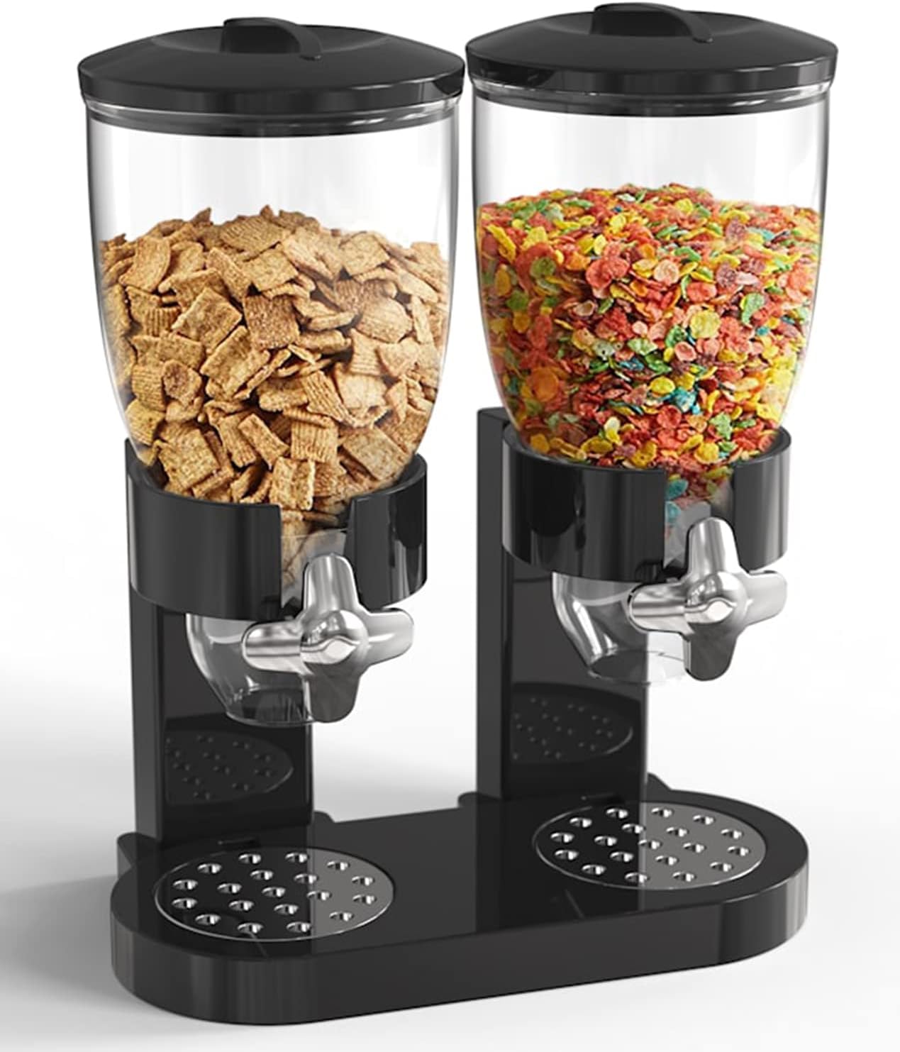 Dual Food Dispenser - Dry Food Dispenser Perfect As A Candy, Nuts, Granola, Cereal & more Dispenser. Dispenses 1 Ounce Per Twist! Stores Food, and Keeps Your Food fresh! Pack of 2
