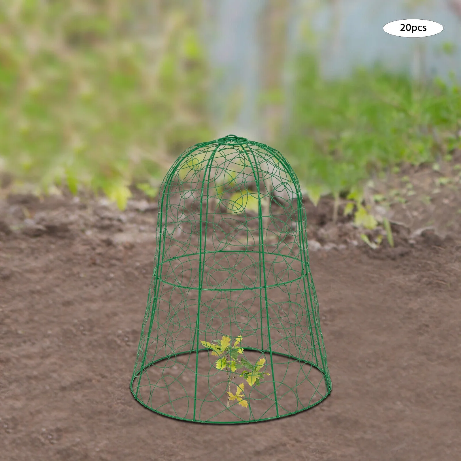 20PCS Garden Chicken Wire Cloche Plant Protector and Cover Iron Black/Green 12.99"H×15.75"