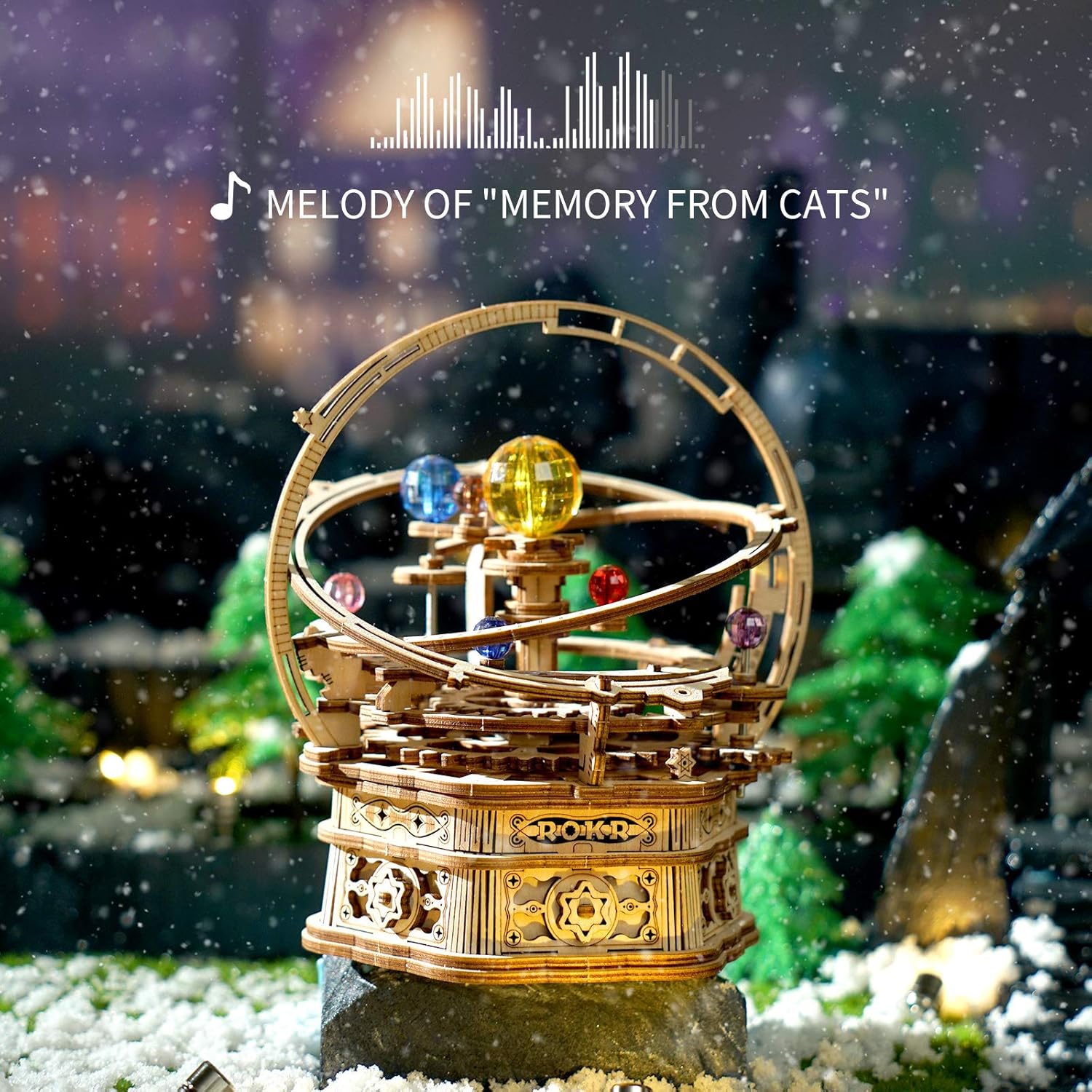 ROKR 3D Wooden Puzzles Model Building Kits Mechanical Music Box Kits Creative Gift for Kids on Birthday/Christmas Day