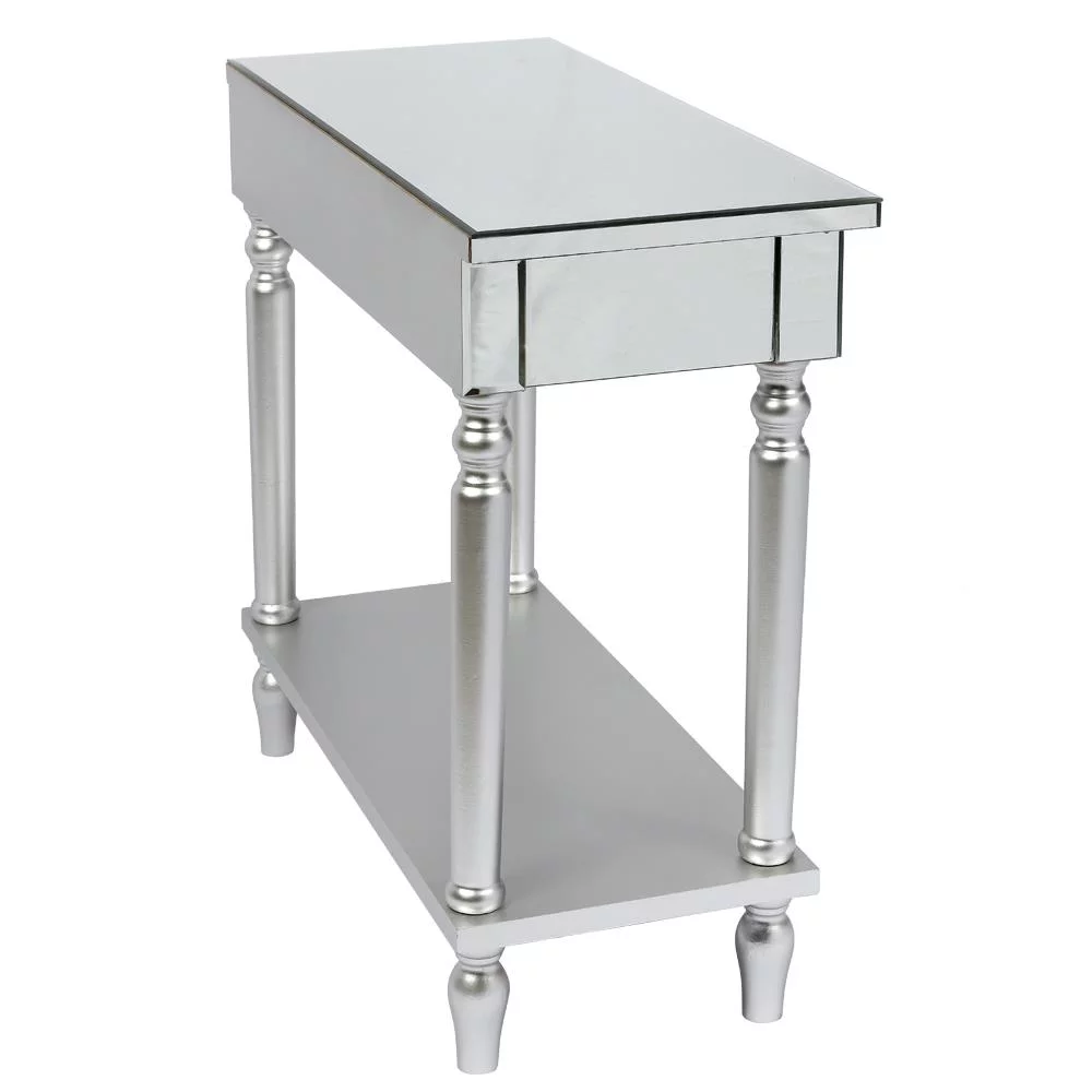 Zimtown Mirrored Sofa Table with Shelf,Vintage Console Side Table for Living Room Bedroom Entryway Study Hallway,Easy Assembly