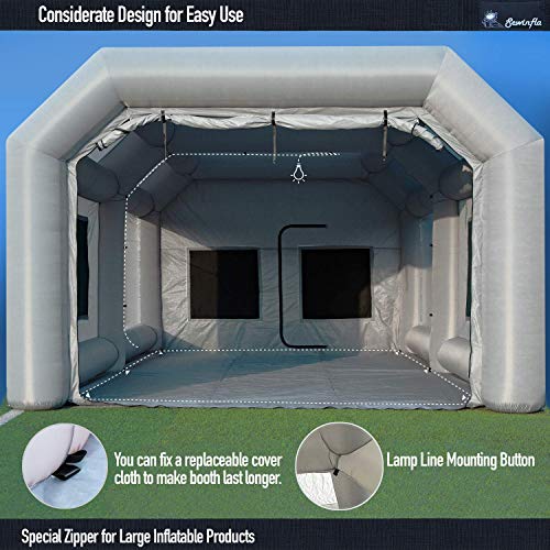Sewinfla Portable Inflatable Paint Booth 26x15x10Ft Spray Paint Booth, Powerful Two Blowers Inflatable Spray Booth with Air Filter System, Car Paint Booth for Car