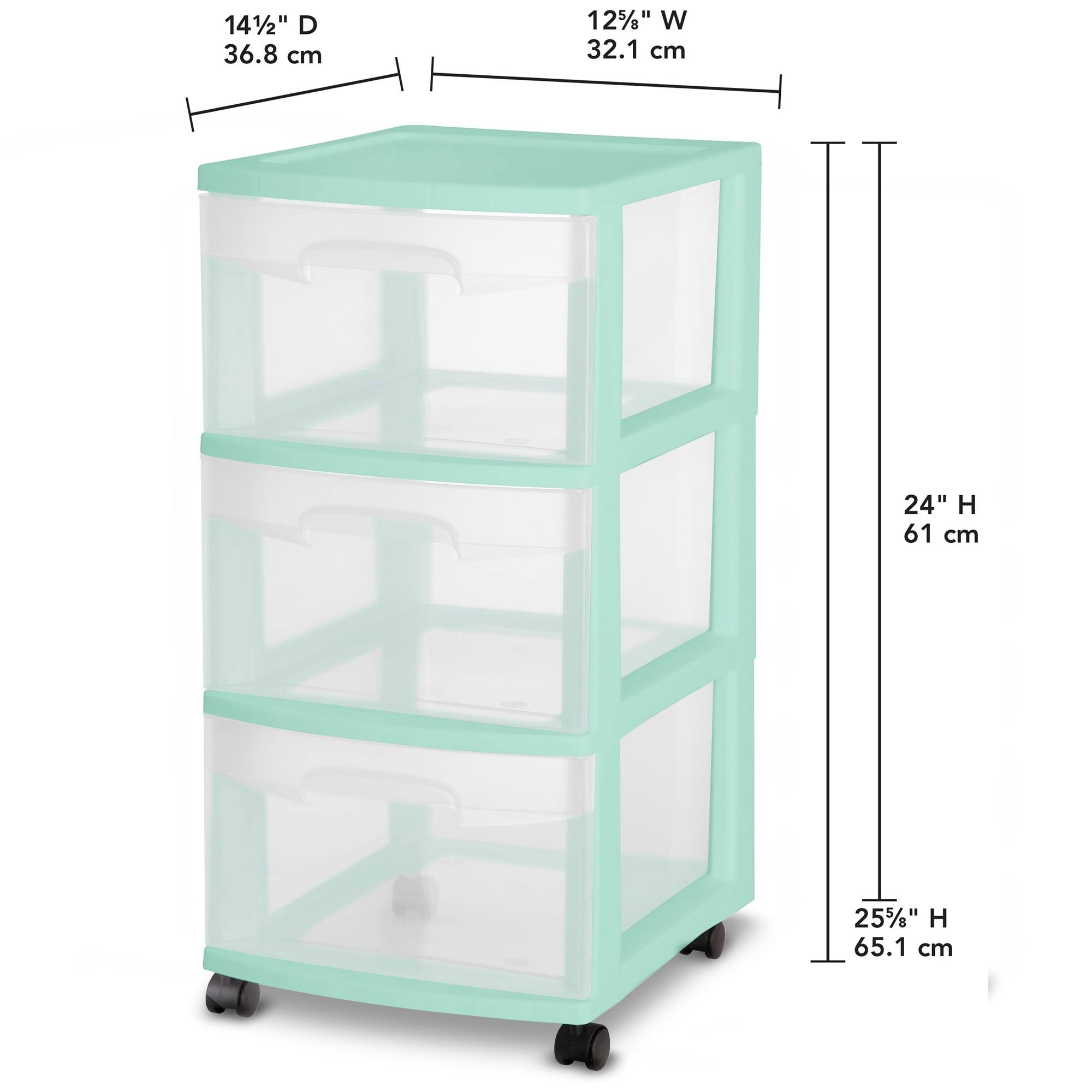 Sterilite 3 Drawer Rolling Caster Wheel Home Organizer Storage Cart (2 Pack)