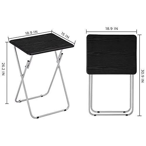 AINGOO TV Trays Set of 2, Folding Snack Tables No Assembly Required, TV Trays for Eating at Couch Sofa, Black
