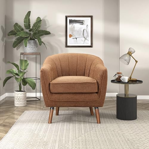 Lexicon Alard Tufted Fabric Barrel Accent Chair, Charcoal