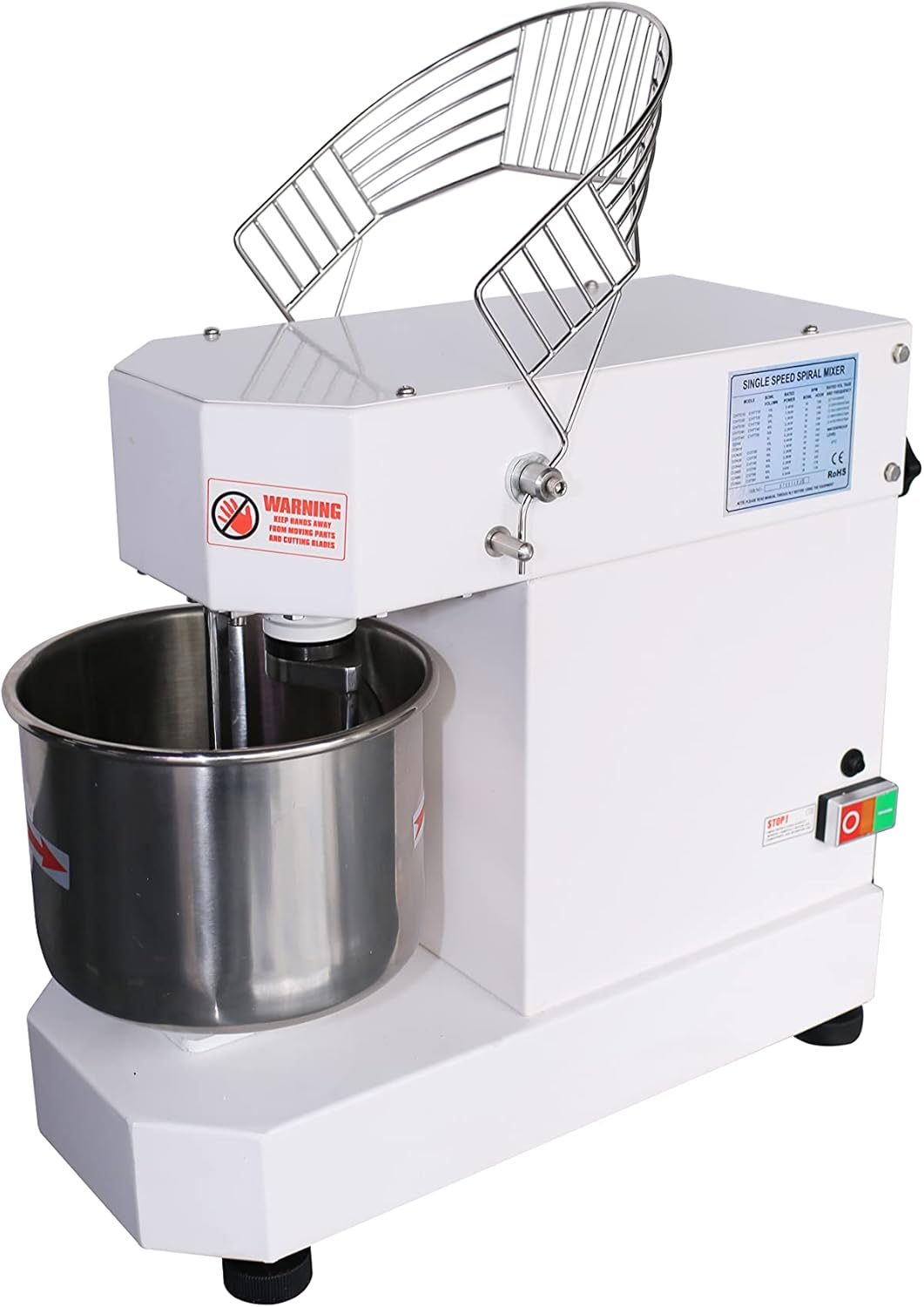 Hakka Commercial Dough Mixer, 5 Qt Spiral Mixer Food Mixer Machine Dual Rotating Dough Kneading Machine with Food-grade Stainless Steel Bowl, Security Shield & Timer