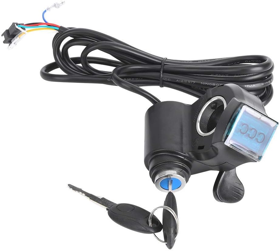 E-Bike Throttle, Thumb Throttle Speed Control Power Switch with Key Lock, Electric Throttle and Key LCD Display Battery Voltage for Electric Bike Scooter Pack of 2