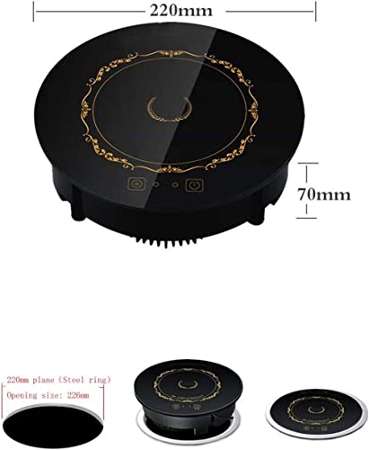 Yoebi Induction Hob Induction Hob Smart Touch Electric Portable Single Electric Oven Hob Small Kitchen Utensils Round Black