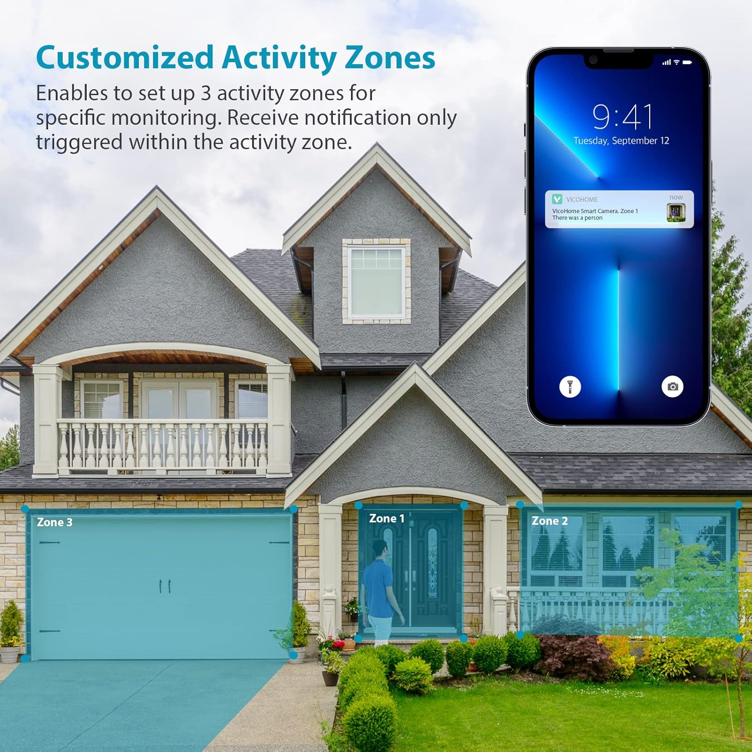 Wireless WiFi Security Camera for Outdoor Home Surveillance Camera Rechargeable Home Security Camera, 1080P HD, Night Vision, Motion Detection, Two-Way Audio, Waterproof, Cloud/SD Slot Storage