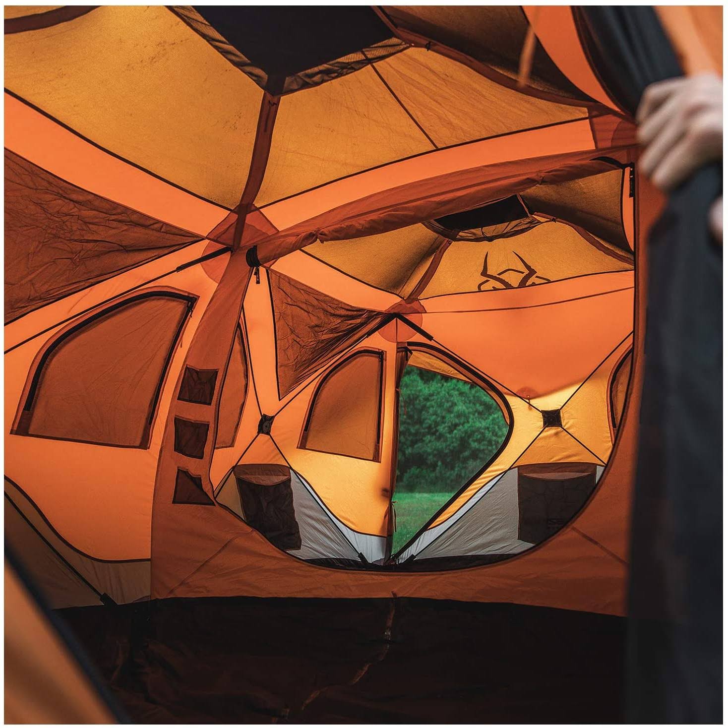 Gazelle T8 Extra Large 8 Person Portable Instant Pop Up Camping Hub Tent, Orange