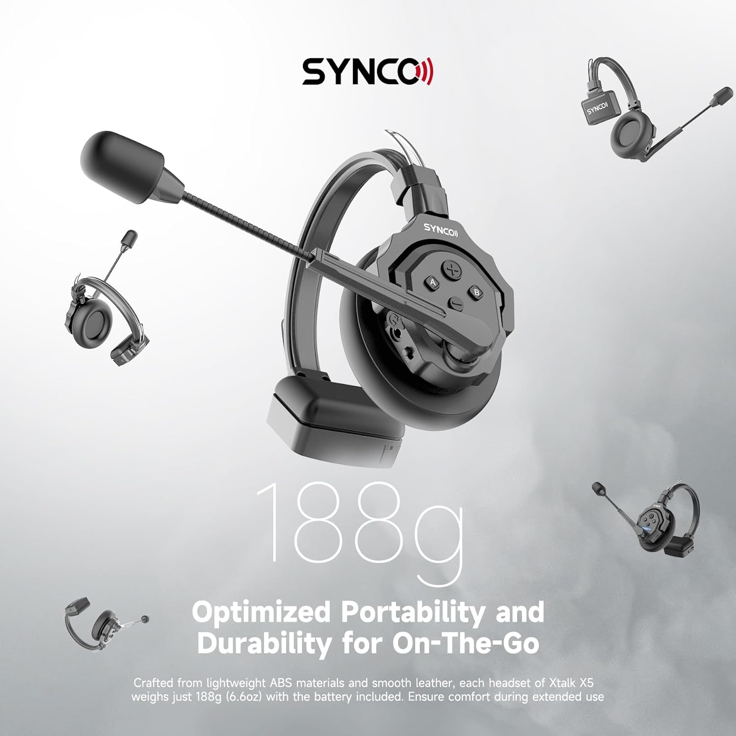 SYNCO XTalk X2 2.4GHz Wireless Headset with Microphone Intercom System Random Master Device Design for Movie Shoot Live Show Stage Performance (2PCS)