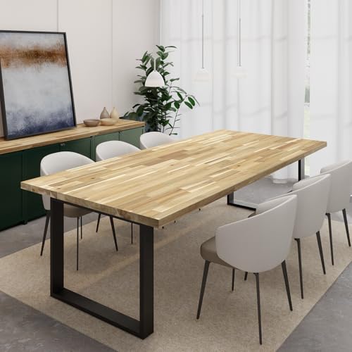 4ft L x 30in Acacia Butcher Block Table Top, Desktop, Unfinished Solid Wood Butcher Block Countertop for DIY Desktop/Coffee Table/Workbench, 1.5in Thick