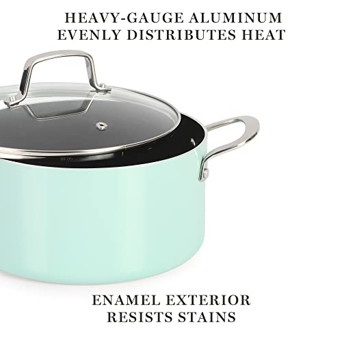 Martha Stewart Lockton 14 Piece Premium Non-Stick Heavy-Gauge Aluminum Cookware Combo Set (Pots, Pans, and Tools) - Black w/Gold Handles
