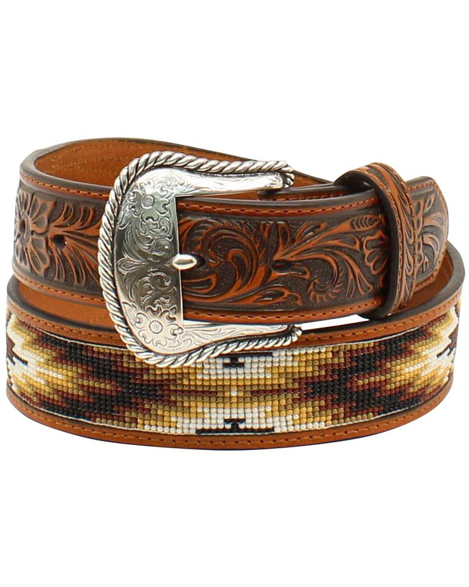 Nocona Western Belt Mens Bead Inlay Bead Southwestern N2499308 Tan