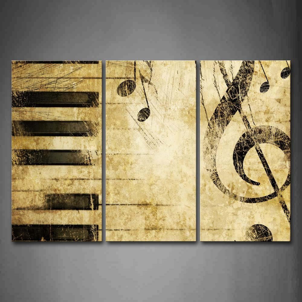 Note and Piano'S Keys in The Paper Wall Art Painting Pictures Print On Canvas Music The Picture for Home Modern Decoration