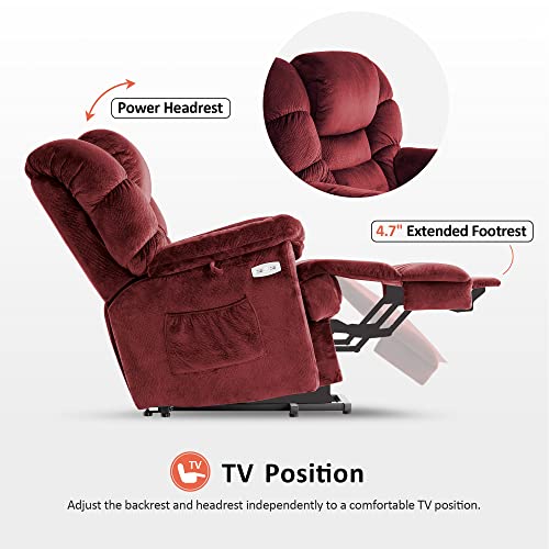 MCombo Triple Motor Power Lift Recliner Chair Sofa with Power Adjustable Headrest for Elderly People, Infinite Position, Fabric 7630 (Brown)