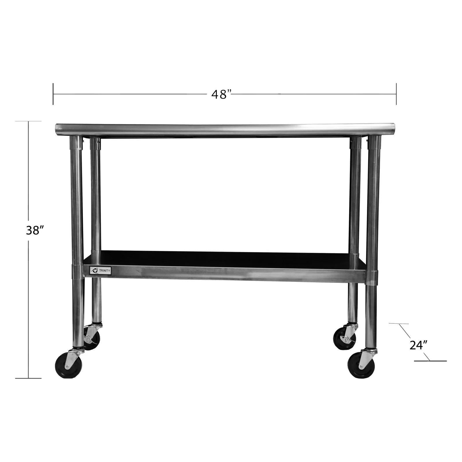 TRINITY EcoStorage® 48" Stainless Steel Prep Table w/ Wheels, NSF