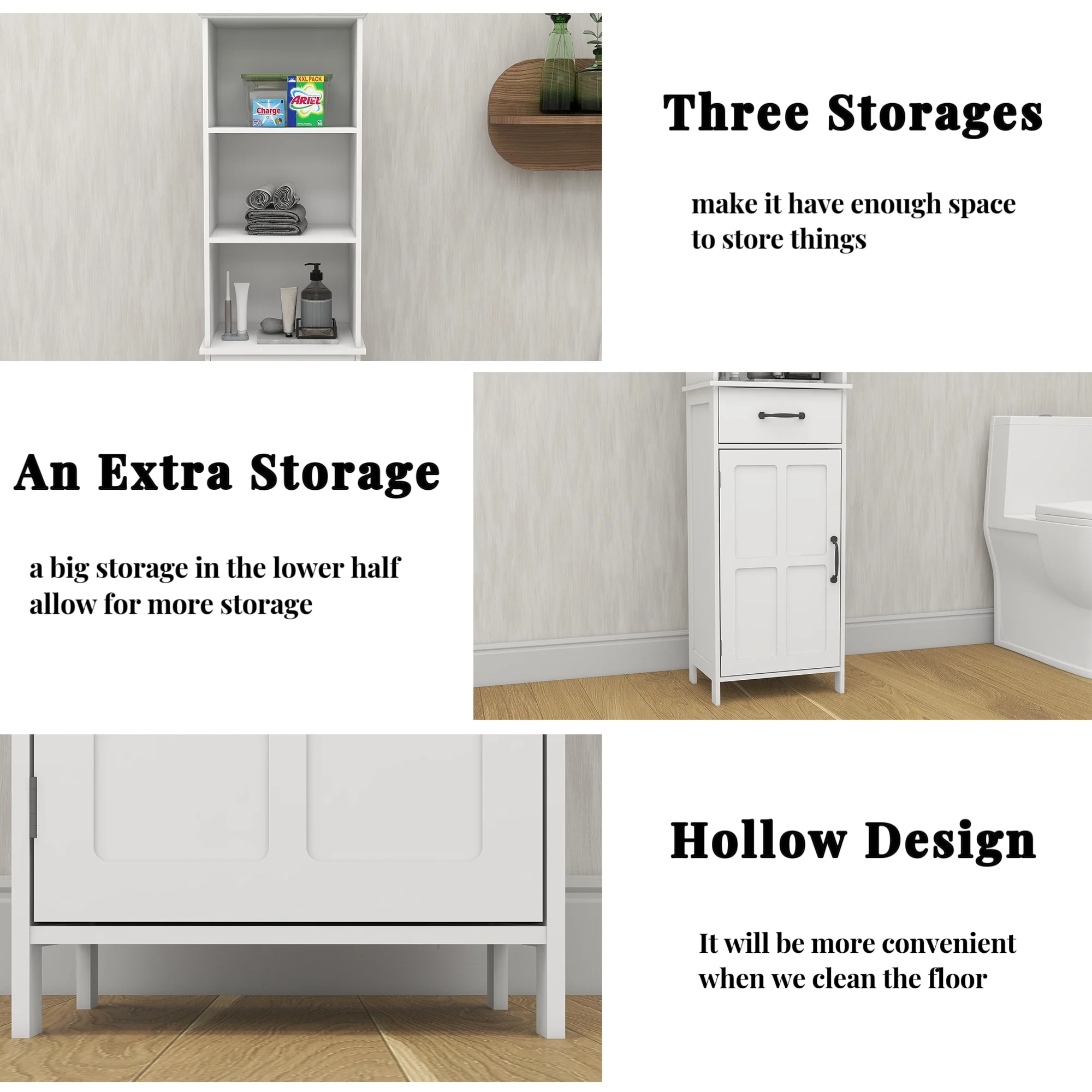 Tall Narrow Storage Cabinet, Bathroom Slim Floor Freestanding Cabinet with One Door for Bathroom, Bedroom and Living Room, White