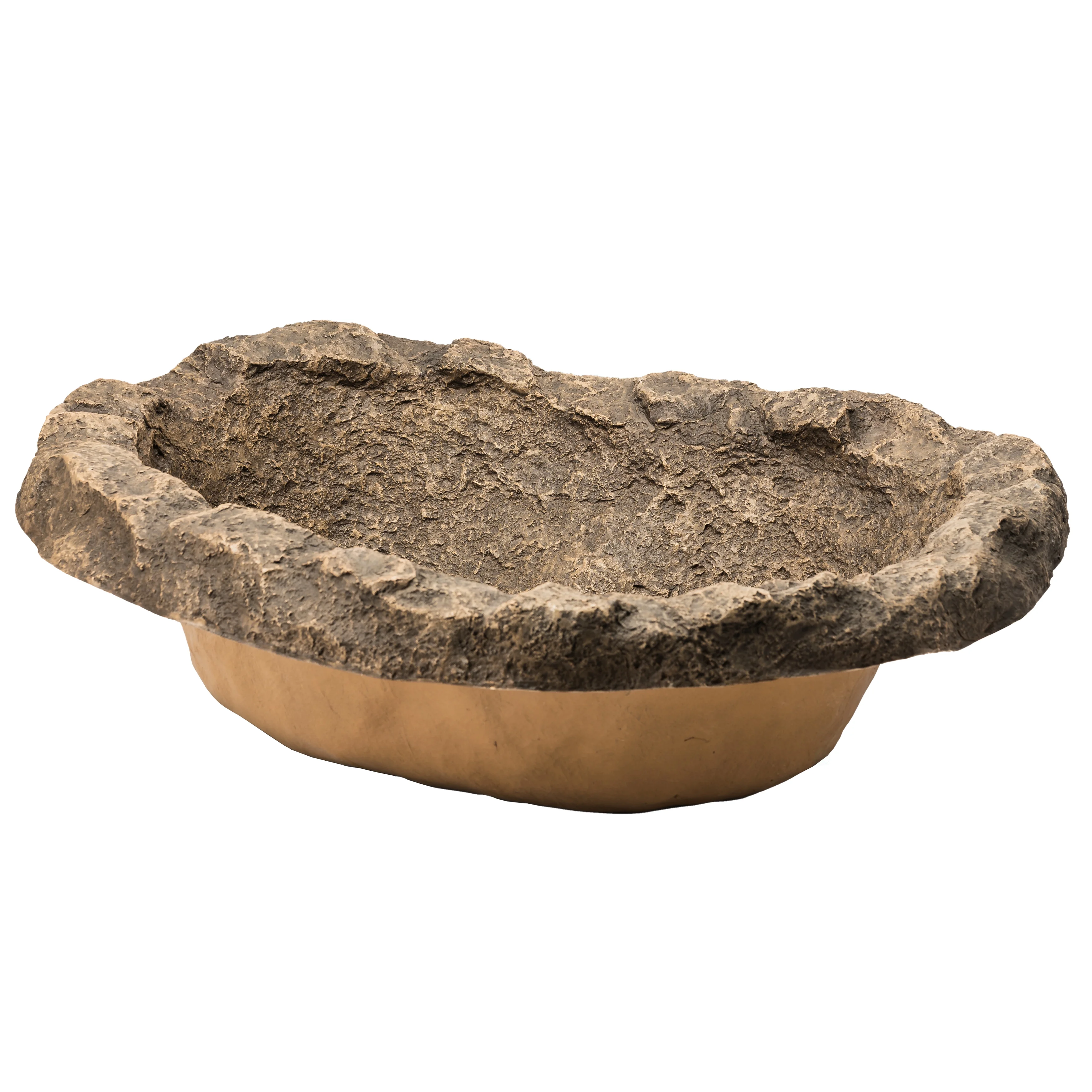 Small Flower Faux Rock Fiberglass Garden Decorative Water Pond, 17 Gallon Sandstone Outdoor Patio Bed Waterfall Pond
