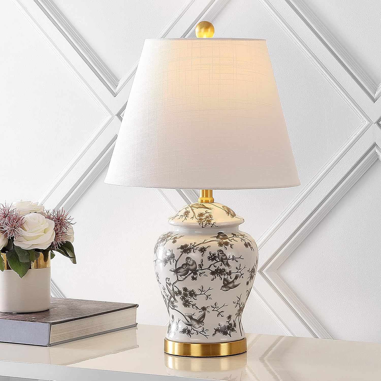 JONATHAN Y JYL3005A Penelope 22 Chinoiserie LED Table Lamp Classic,Cottage,Traditional,Transitional for Bedroom, Living Room, Office, College Dorm, Coffee Table, Bookcase, Blue/White