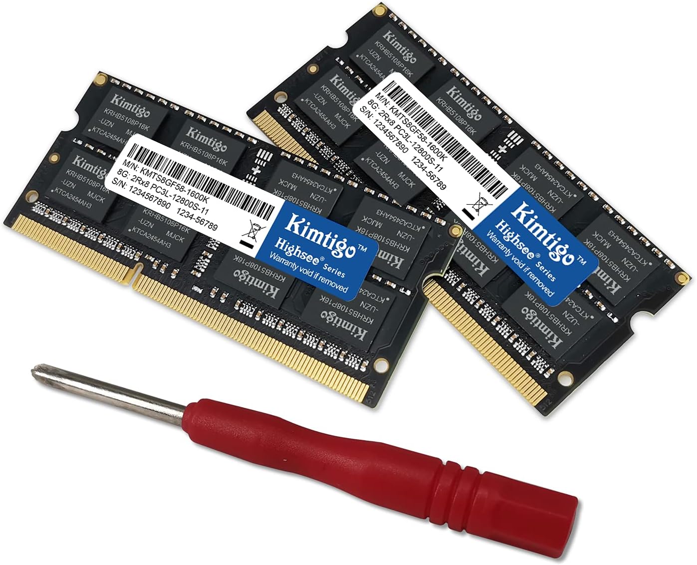 Kimtigo DDR3 16GB(2x8GB) Laptop Ram 1600MHz PC3-12800 Unbuffered SODIMM Notebook Computer Memory 204Pin 1.35V Pack of 2