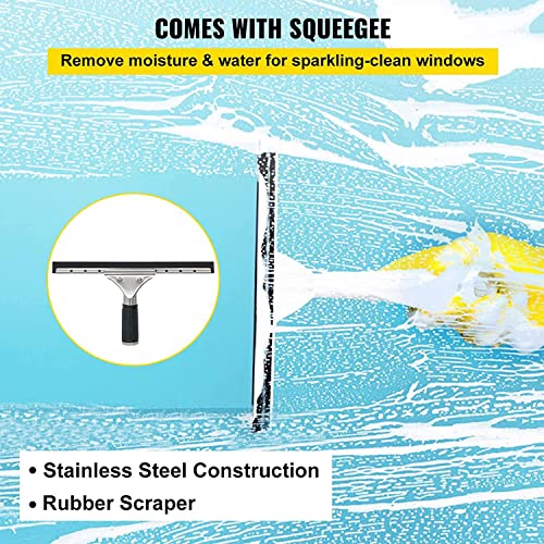 Water Fed Pole, Outdoor Window Cleaner Window Cleaning Tool (Glass, Solar Panel, Etc.) Professional 3-in-1 Kit: Scrubber Brush W/Spray Washer Window Squeegee,7.2M/23.6Ft