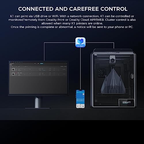 Creality K1 3D Printer 600mm/s Printing Speed 32mm³/s Max Flow Hotend 300°C High-Temperature Nozzle Direct Extruder Auto Leveling Self-Test with One Tap Solve Ringing with G-Sensor 220 * 220 * 250mm