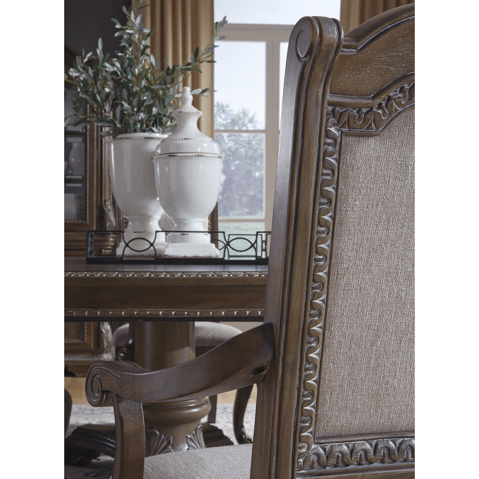 Signature Design by Ashley Charmond Antique Upholstered Dining Chair, Set of 2, Brown