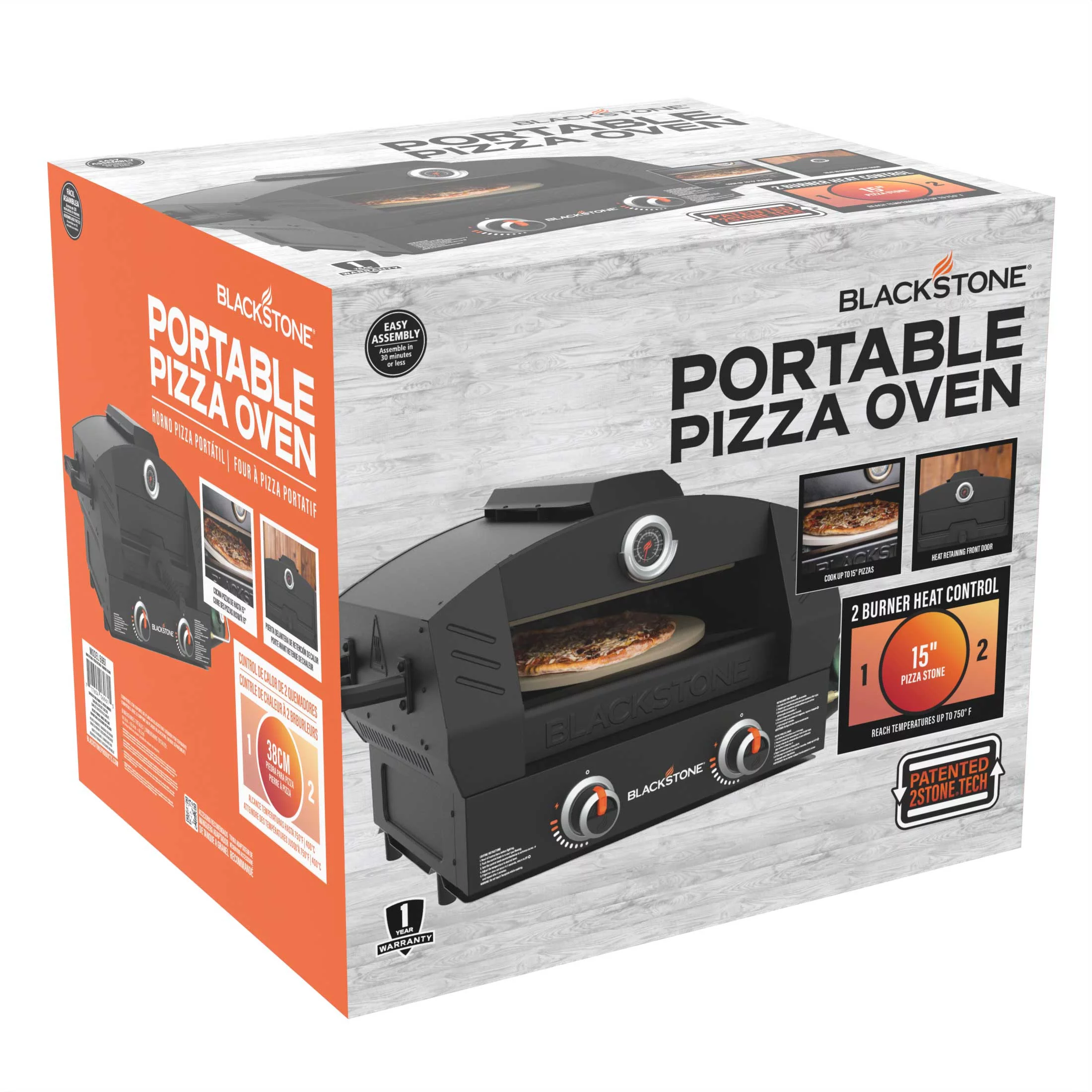Blackstone Tabletop Propane Pizza Oven with Two 15 Cordierite Stones
