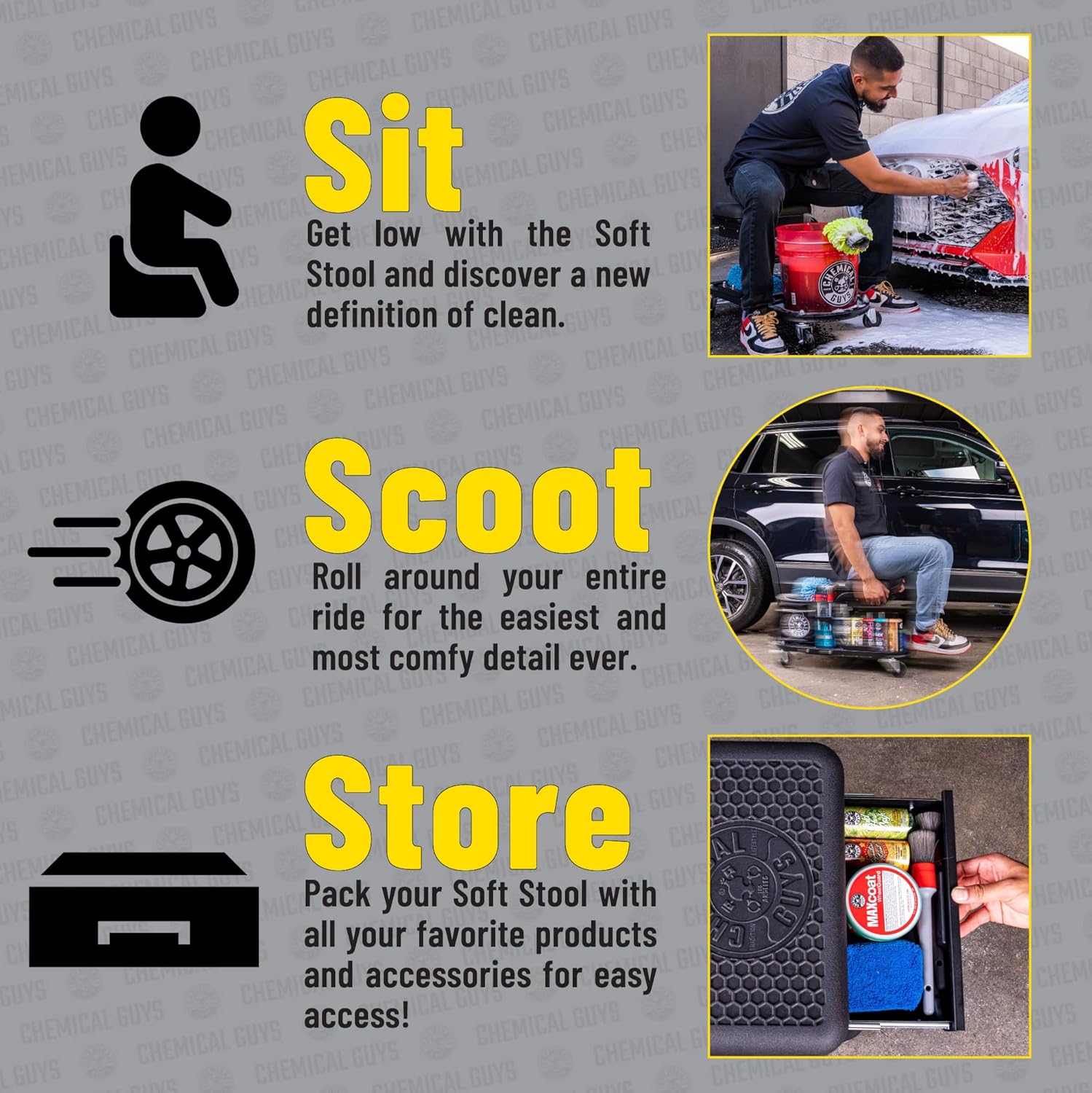 Chemical Guys Soft Stool Ultimate Utility Detailing Cart