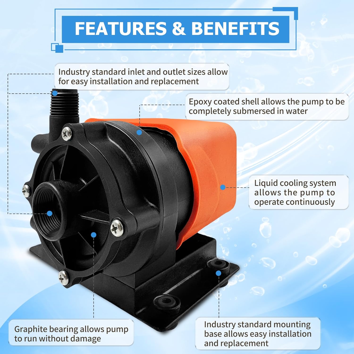 Marine Air Conditioning Circulation Pump 500 GPH,115V Marine AC Water Pump, Seawater Circulation AC Pump，Marine Air Conditioner Magnetic Drive Raw Water Circulation Pump,500 GPH 115V Submersible