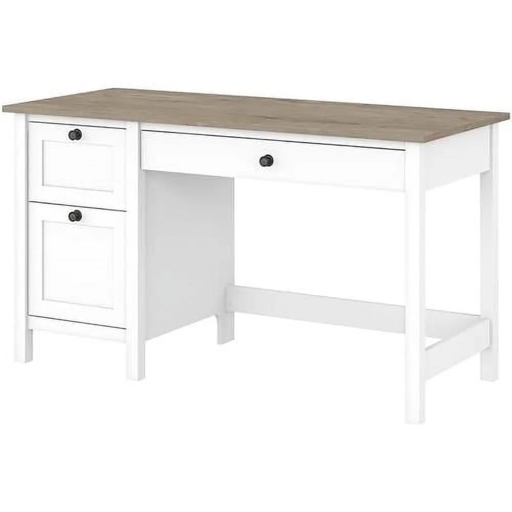 Farmhouse Engineered Wood Computer Desk With Drawers In White