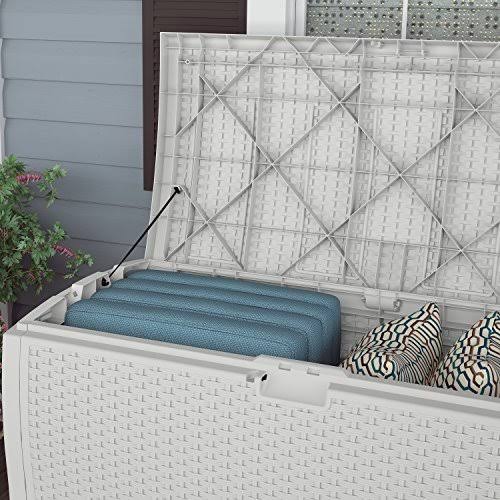 Suncast DB9200WD White Wicker Resin Deck Box, 99 Gallon