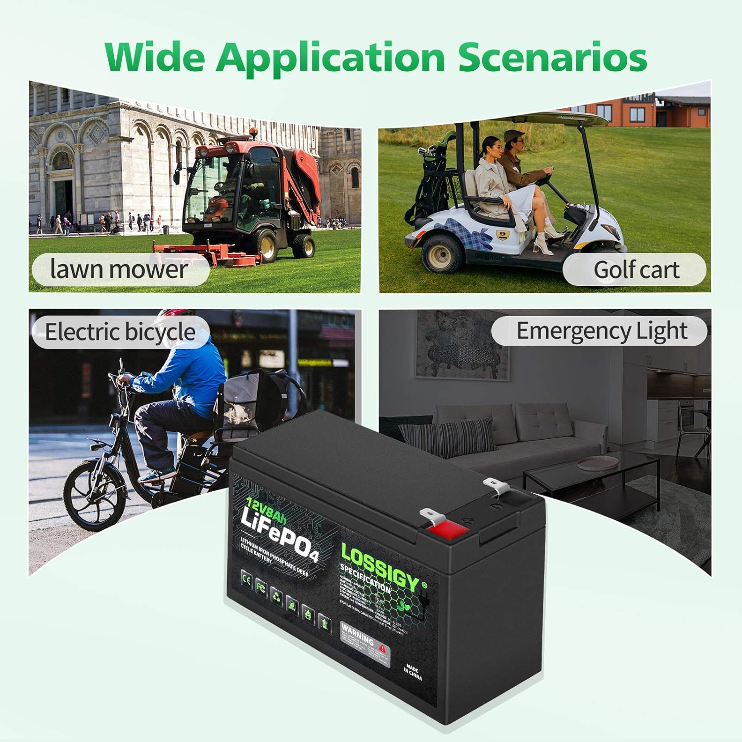 LOSSIGY LiFePO4 Battery 12V 200Ah Deep Cycle Lithium Ion Battery, Built-in 100A BMS, 4000+ Cycles, 280Amp Max, Perfectly replace all RV, Solar systems, Marine Batteries Application, Maintenance-Free