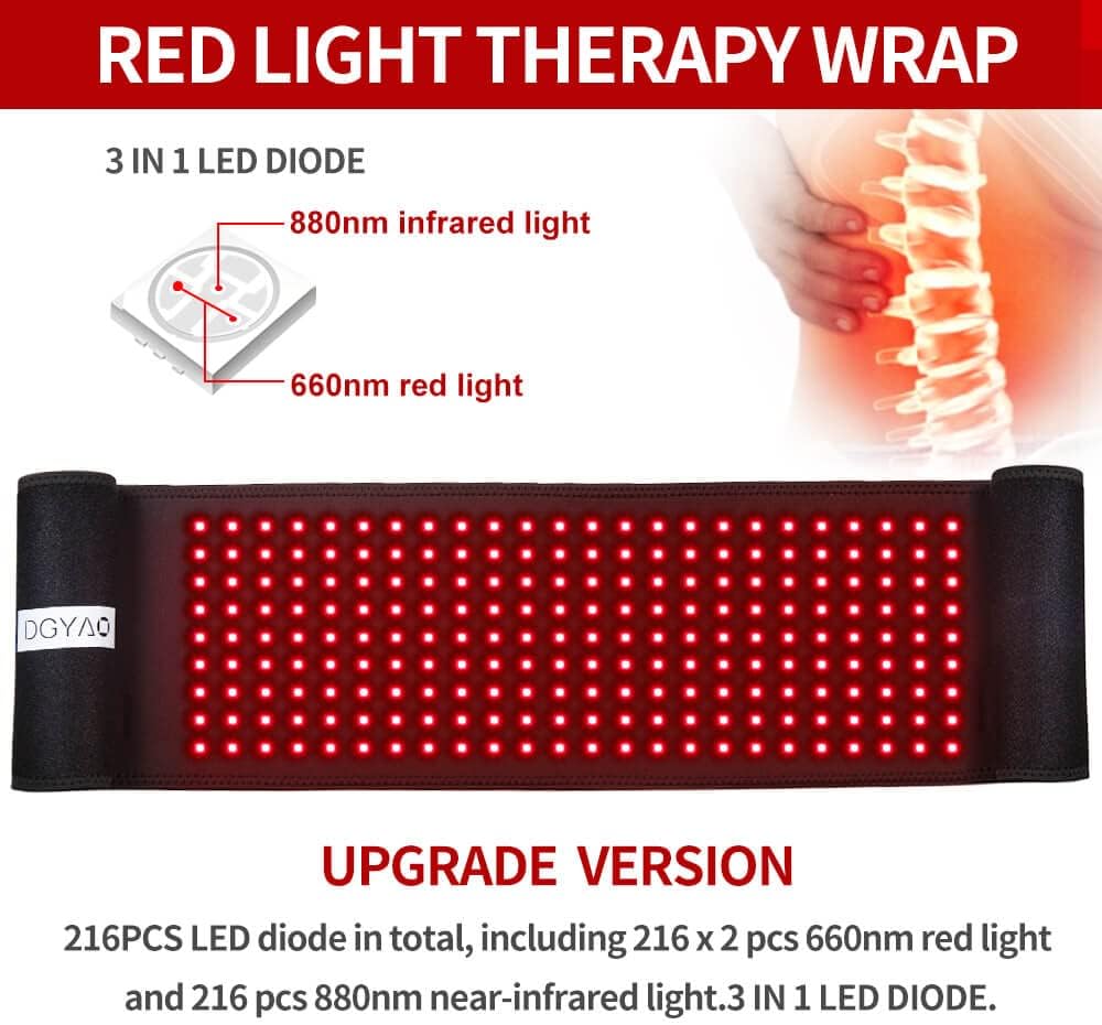 New Red Light & Infrared Light Therapy Belt for Back Pain Relief Flexible Wearable Wrap Deep Therapy with Auto Off Timer