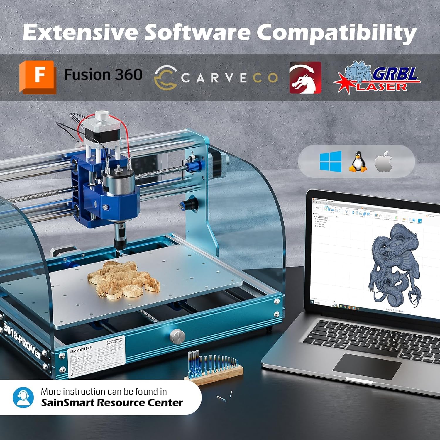 Genmitsu 3018-PROVer V2 CNC Milling Machine for Beginner + Upgraded Aluminum Z Axis Assembly V2 Kit