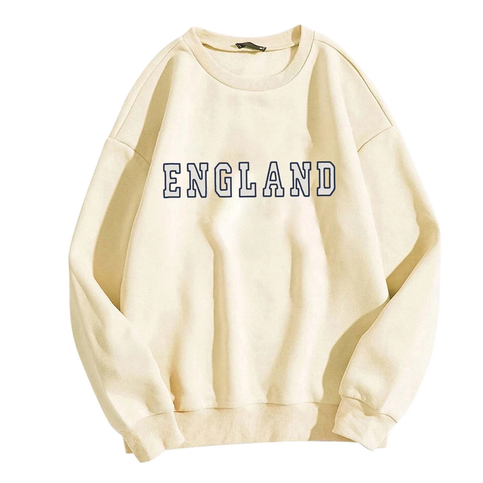 Women's Fashionable British Style Letter Printed Round Neck Long Sleeved Casual Sports Sweatshirt (1) Hoofie