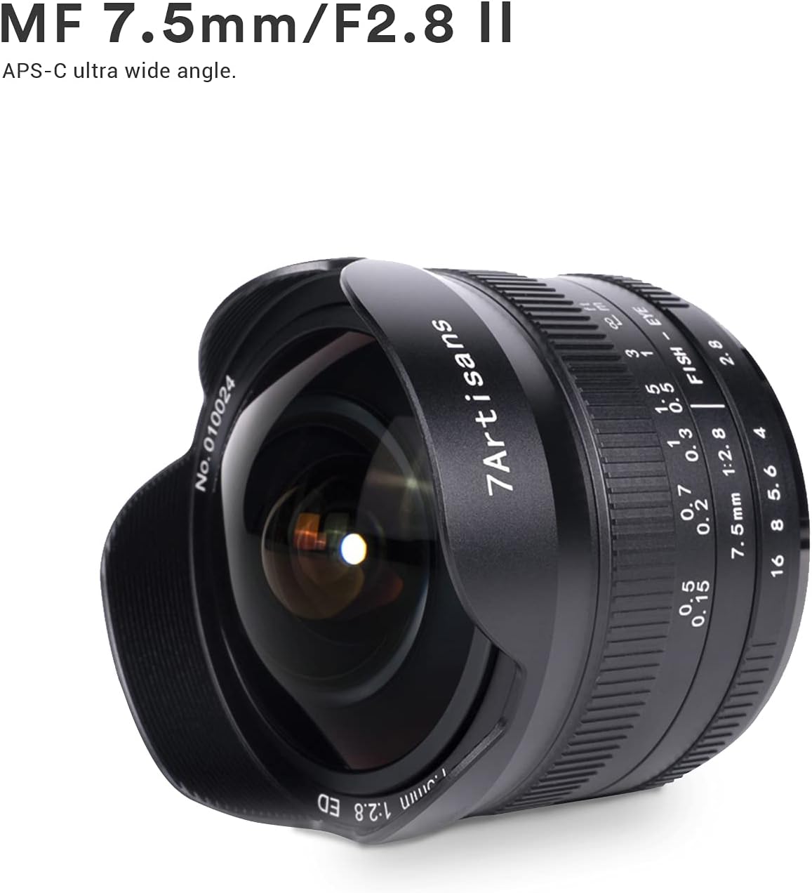 7artisans 7.5mm F2.8 II APS-C Wide Angle Fisheye Fixed Lens Compatible with Fuji Compact Mirrorless Cameras (Black)