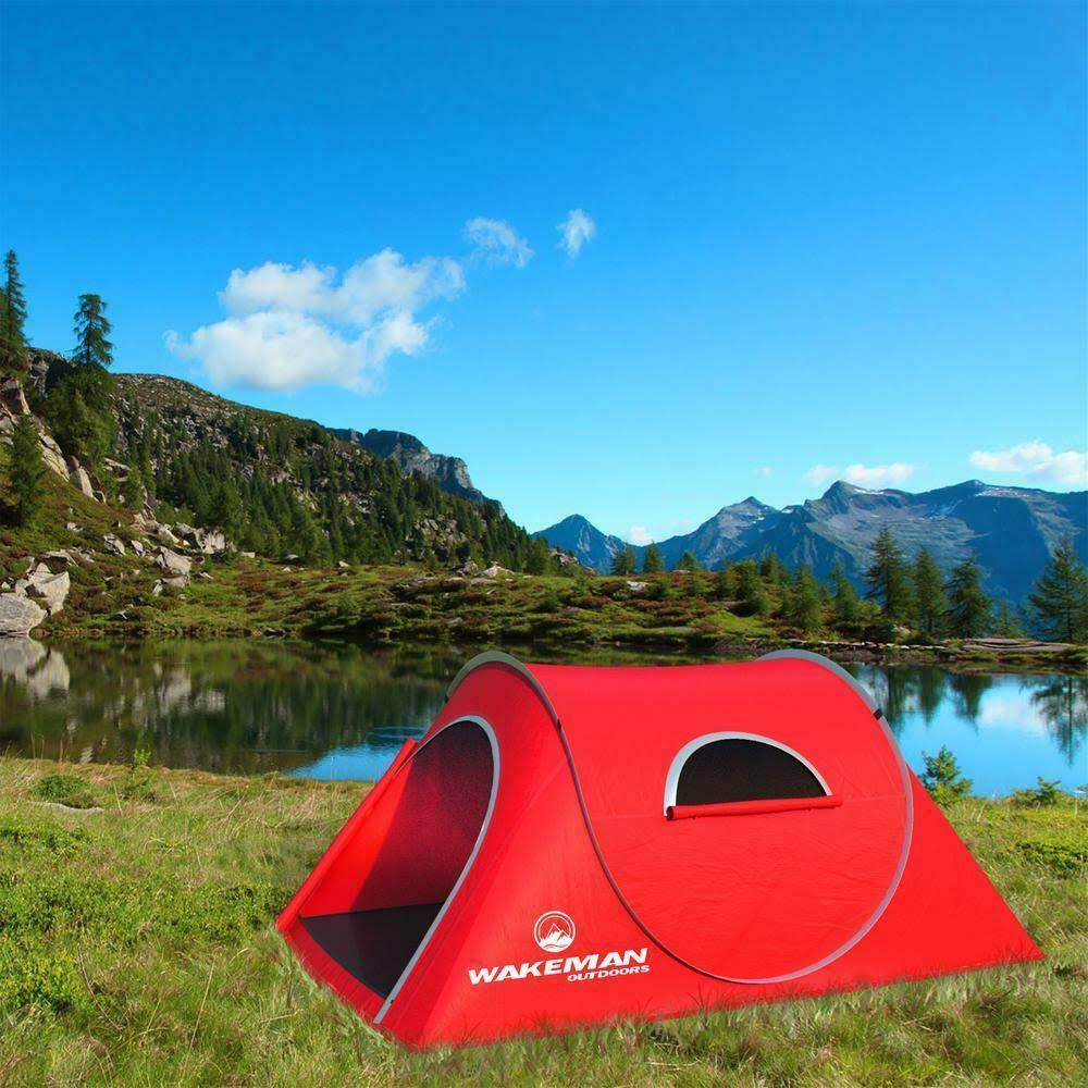 Wakeman Outdoors 2-Person Red Pop-Up Tent with Carry Bag