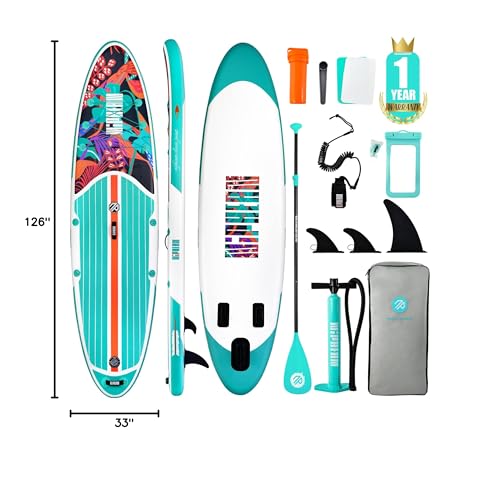 Niphean Inflatable Stand Up Paddle Board with SUP Accessories, Anti-Slip EVA Deck, 10’6’’ Inflatable Paddle Boards for Adults & Youth of All Skill Levels