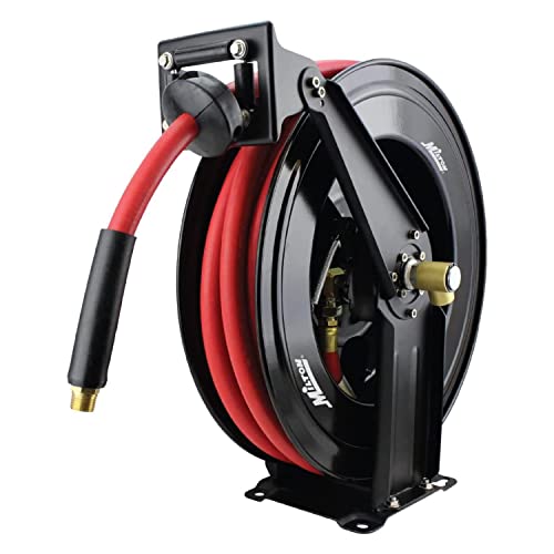 Milton 2780-50D Steel Dual Arm Air Hose Reel (1/2" x 50 ft.) and Milton 2780-6LH Air Leader Hose (1/2" x 6 ft.)