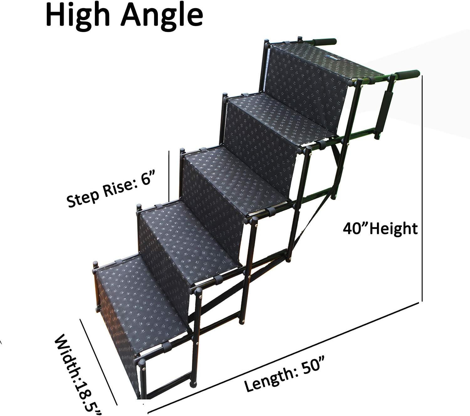 by Unbranded Upgraded Dog Stairs, Metal Frame Foldable Large Dog Step, Lightweight Portable Pet Ladder Ramp for Cars, SUVs and High Bed, 5 Steps