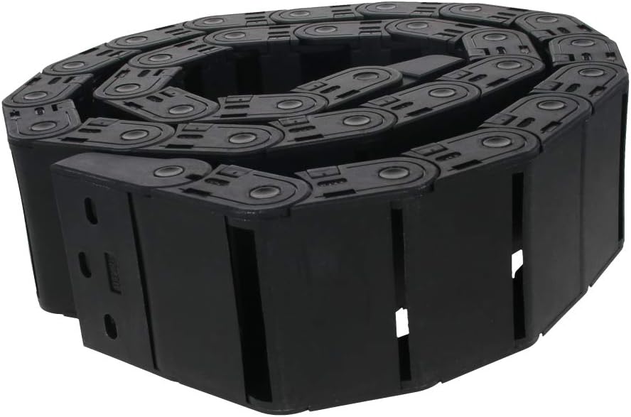 Fielect Drag Chain Cable Carrier Open Type with End Connectors R100 35X100mm 1 Meter Plastic for Electrical CNC Router Machines Black 1Pcs