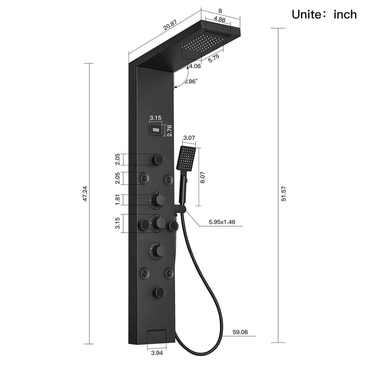 BWE YTP07 Shower Panel System Matte Black Waterfall Shower Panel System with 6-way Diverter Valve Included YTP07-Black - Shop Hardware Tools Online Store